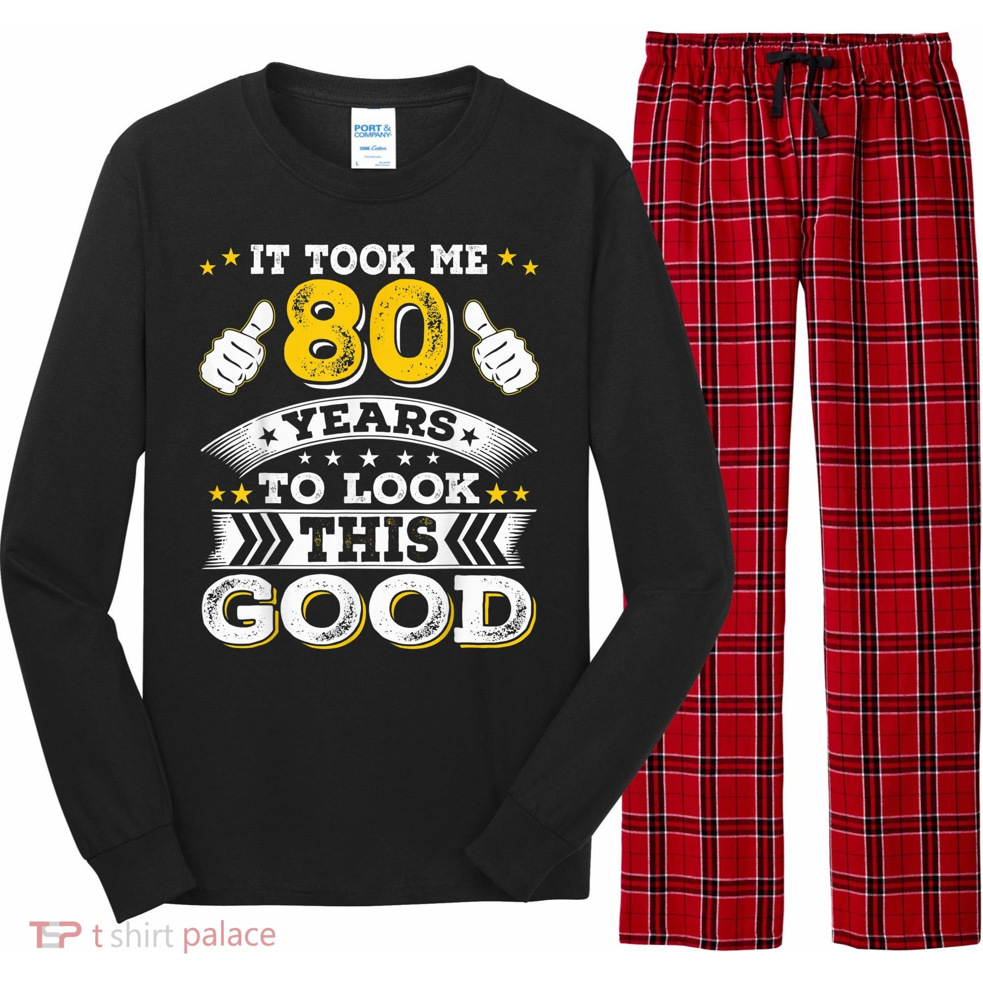 Eighty 1943 80th 80 Years Old birthday Idea For Dad Grandpa Long Sleeve Pajama Set