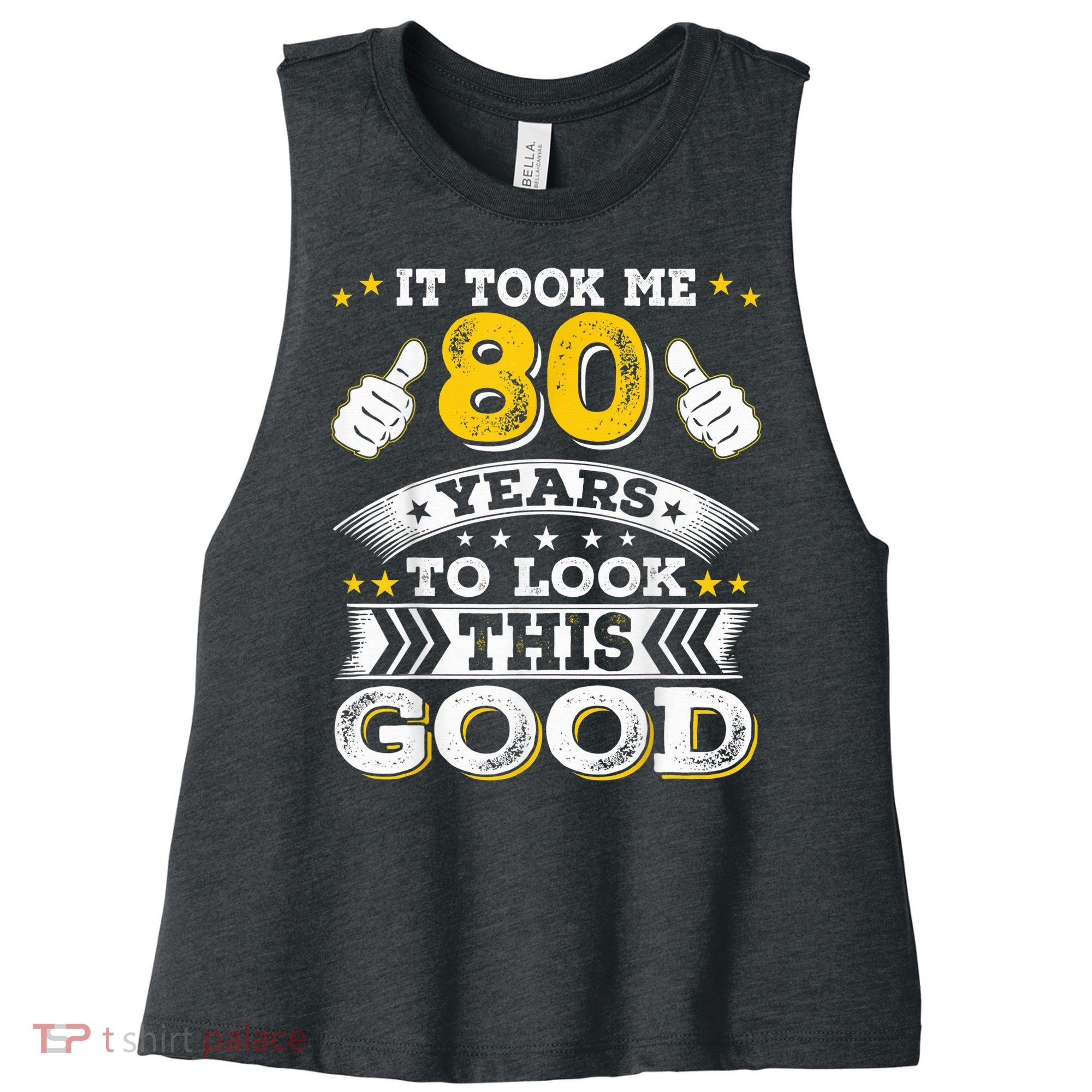 Eighty 1943 80th 80 Years Old birthday Idea For Dad Grandpa Women's Racerback Cropped Tank