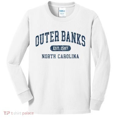 Est 1587 Obx North Carolina Nc Kids Long Sleeve Shirt