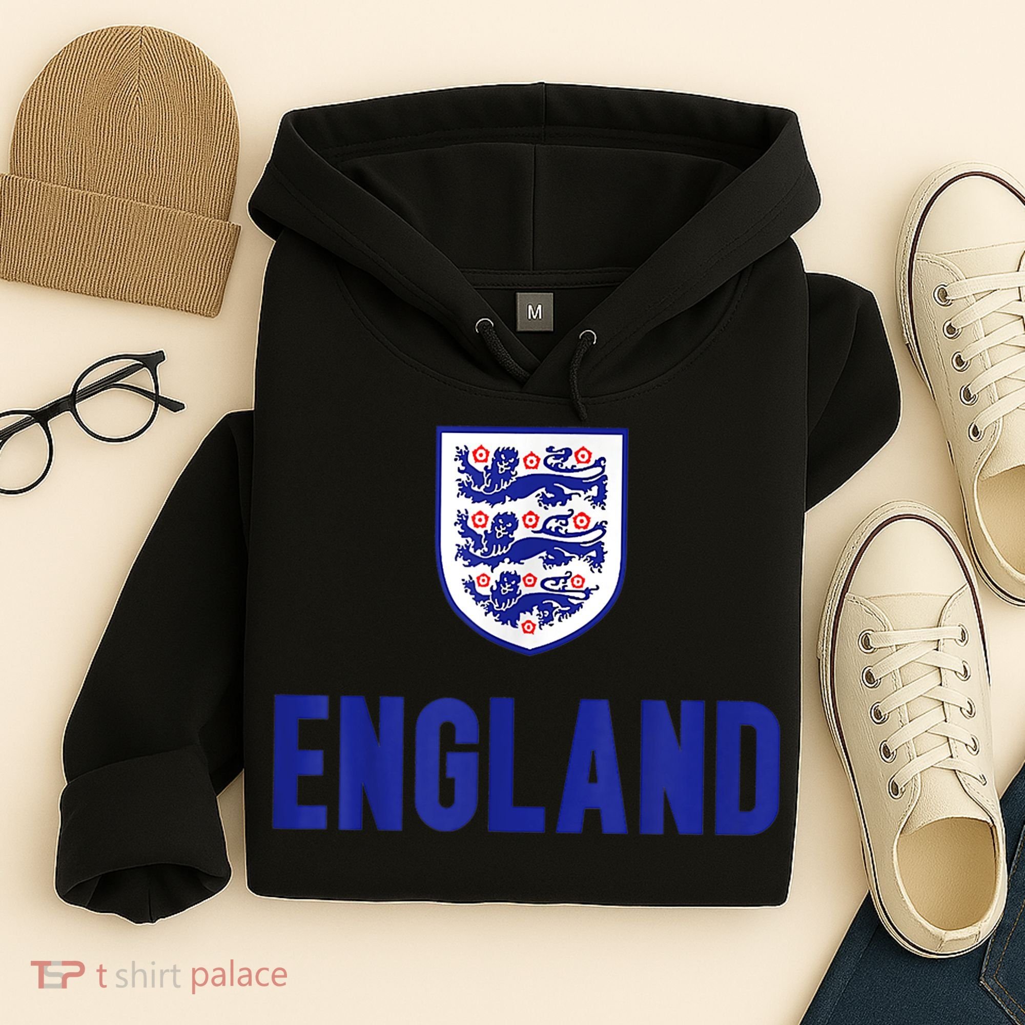England 1982 Soccer Team Jersey British Three Heraldic Lions Hoodie
