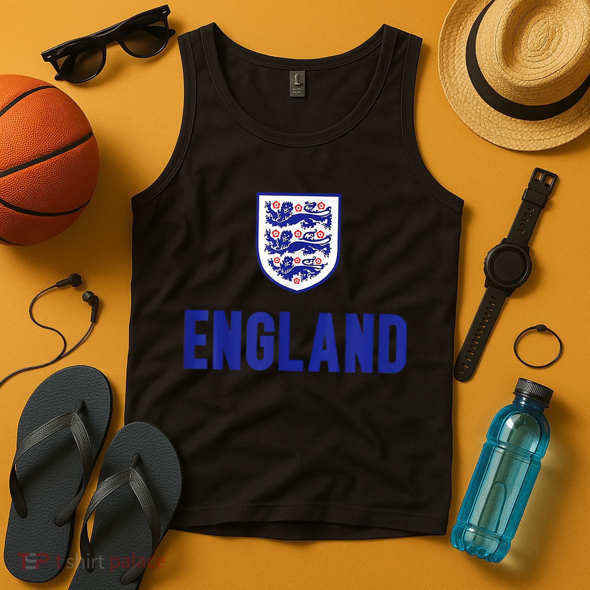 England 1982 Soccer Team Jersey British Three Heraldic Lions Tank Top