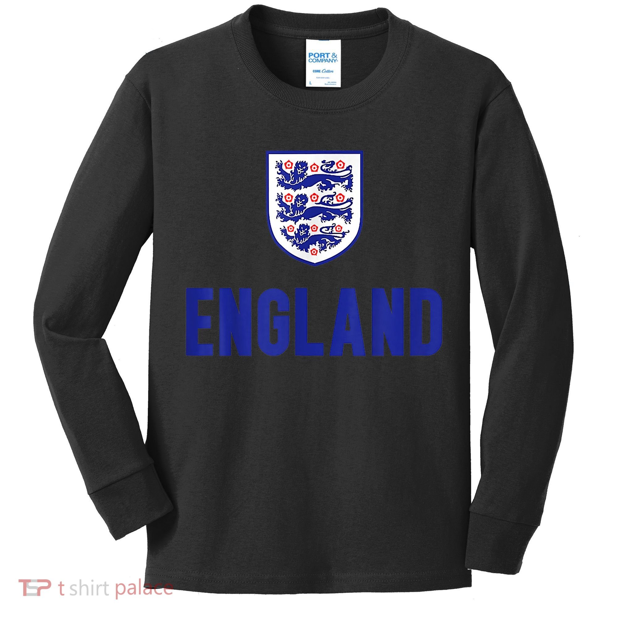 England 1982 Soccer Team Jersey British Three Heraldic Lions Kids Long Sleeve Shirt