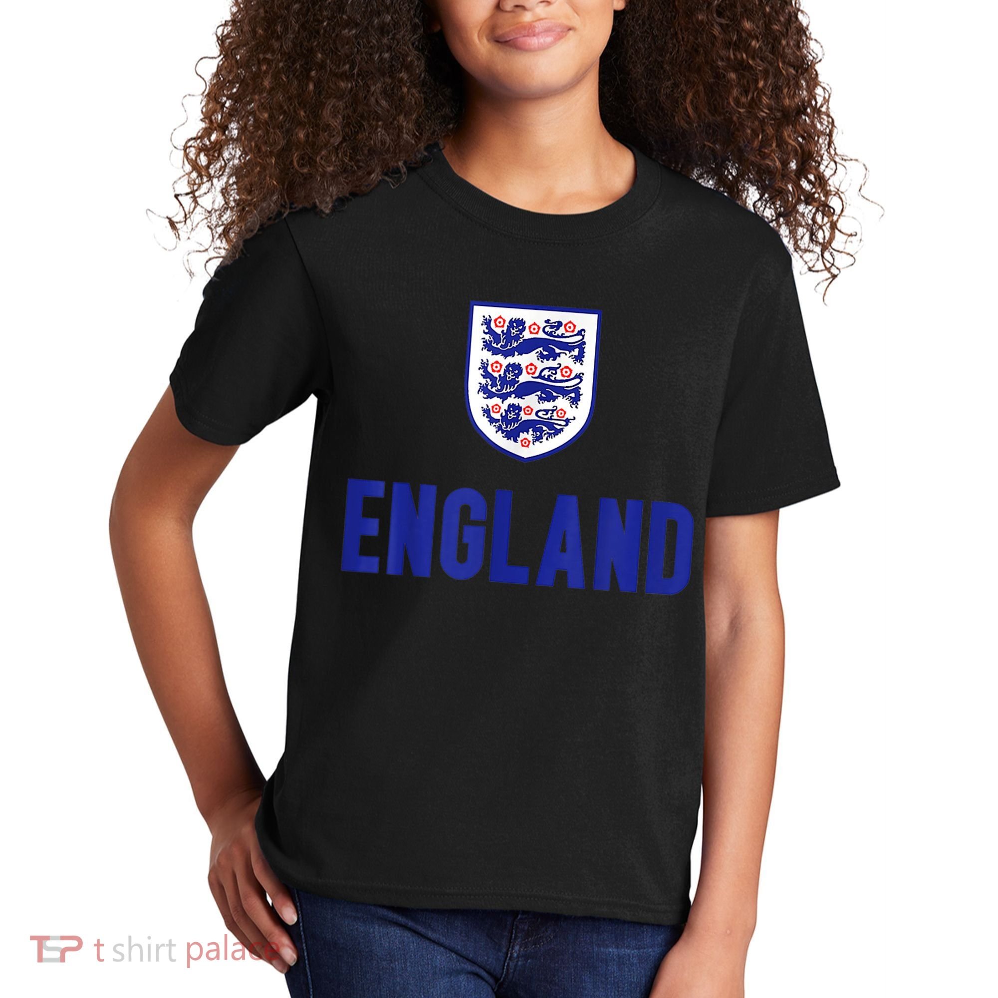 England 1982 Soccer Team Jersey British Three Heraldic Lions Kids T-Shirt