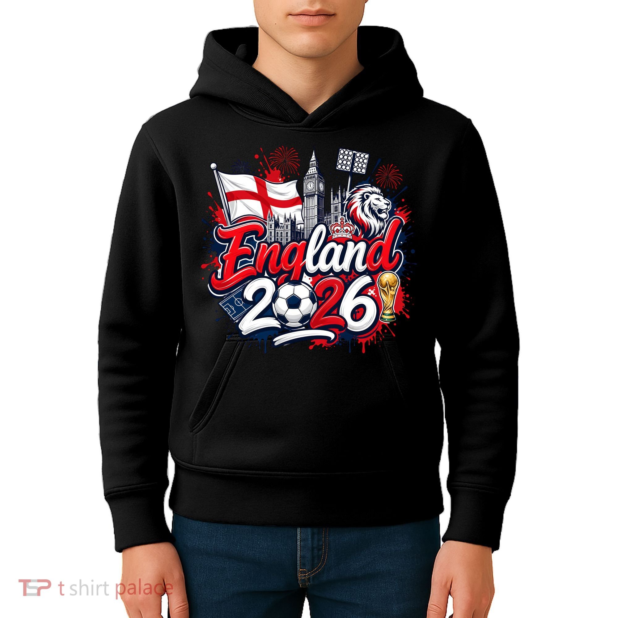 England 2026 World Soccer Fan Gear Kids Hoodie