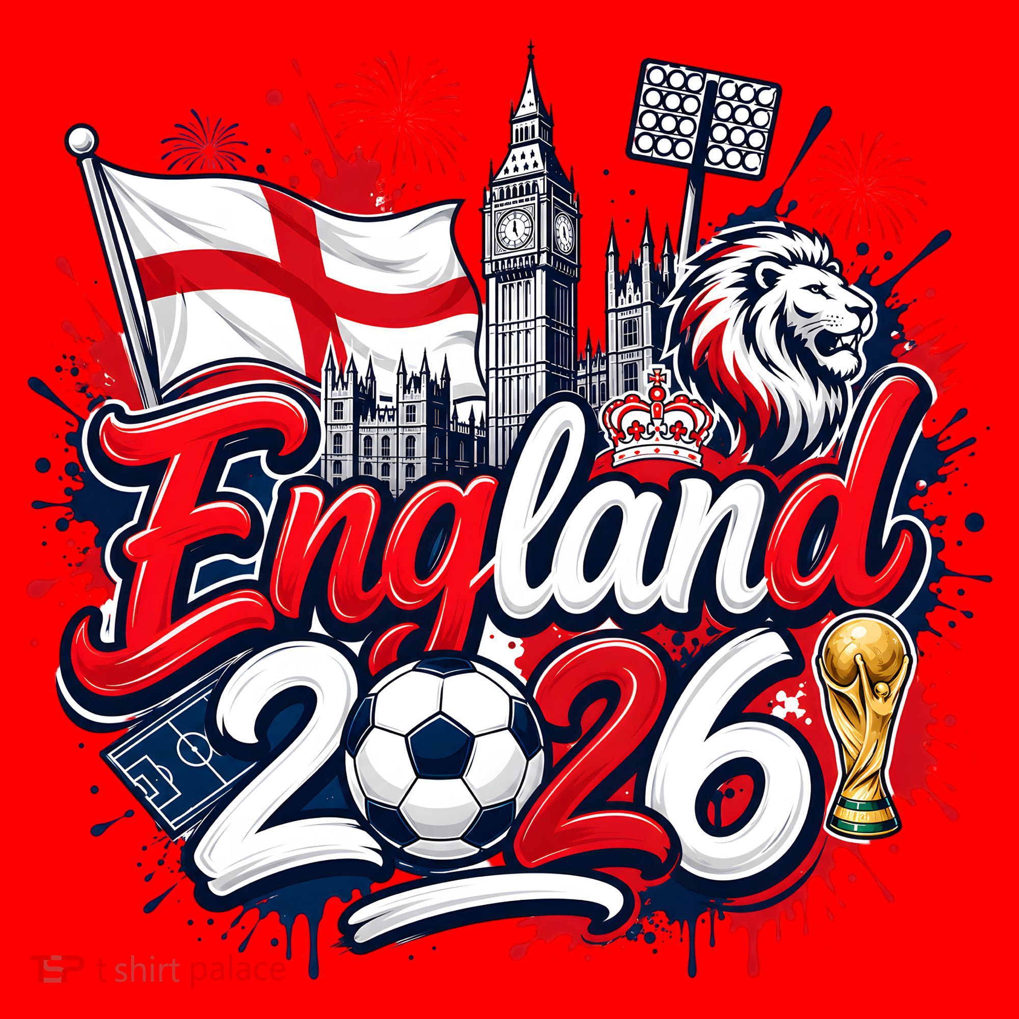 England 2026 World Soccer Fan Gear Santa Hat