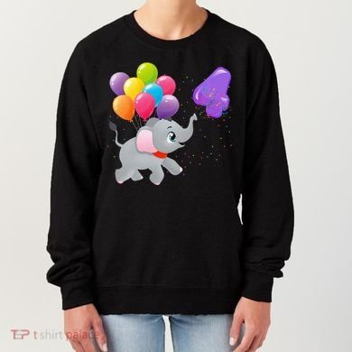 Elephant 4 Years Old Zoo Animals 4th Birthday Women's Sweatshirt