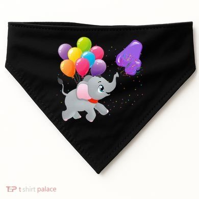 Elephant 4 Years Old Zoo Animals 4th Birthday USA-Made Doggie Bandana
