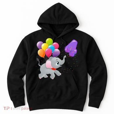 Elephant 4 Years Old Zoo Animals 4th Birthday Hoodie