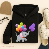 Elephant 4 Years Old Zoo Animals 4th Birthday Hoodie thumb 4