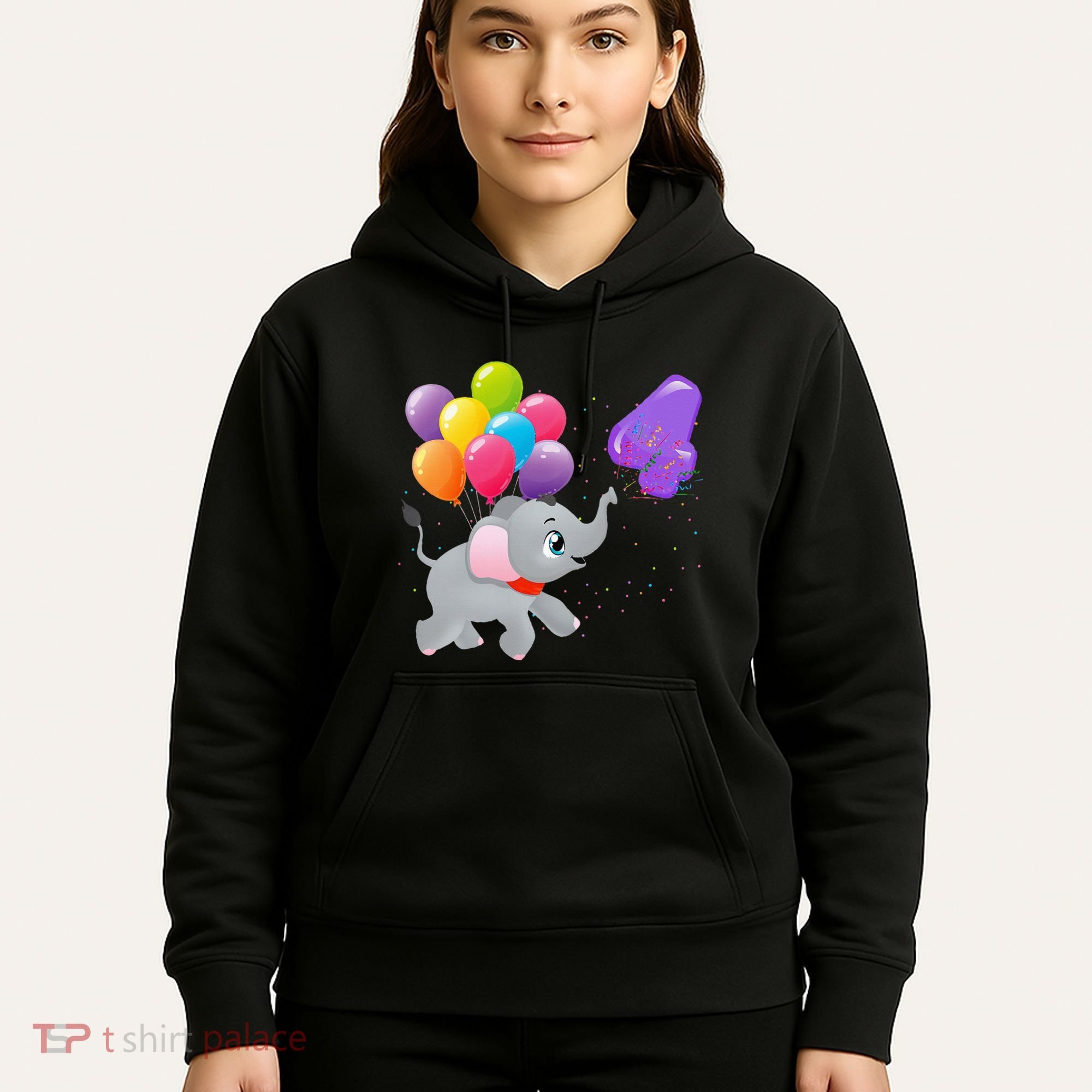 Elephant 4 Years Old Zoo Animals 4th Birthday Hoodie