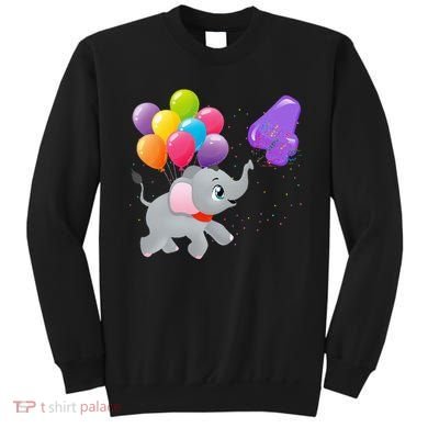 Elephant 4 Years Old Zoo Animals 4th Birthday Sweatshirt