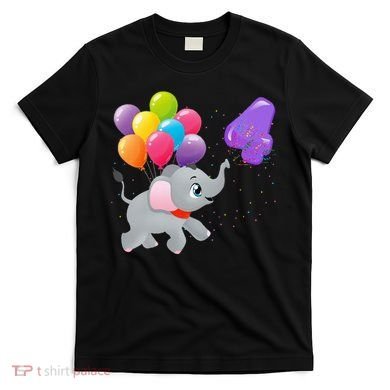 Elephant 4 Years Old Zoo Animals 4th Birthday T-Shirt