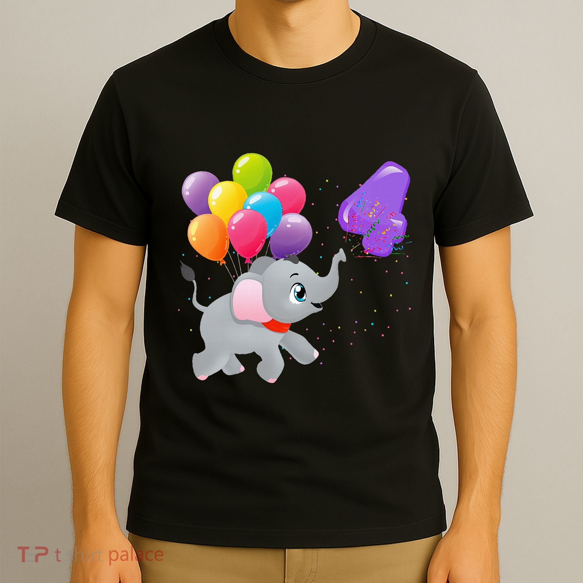 Elephant 4 Years Old Zoo Animals 4th Birthday T-Shirt