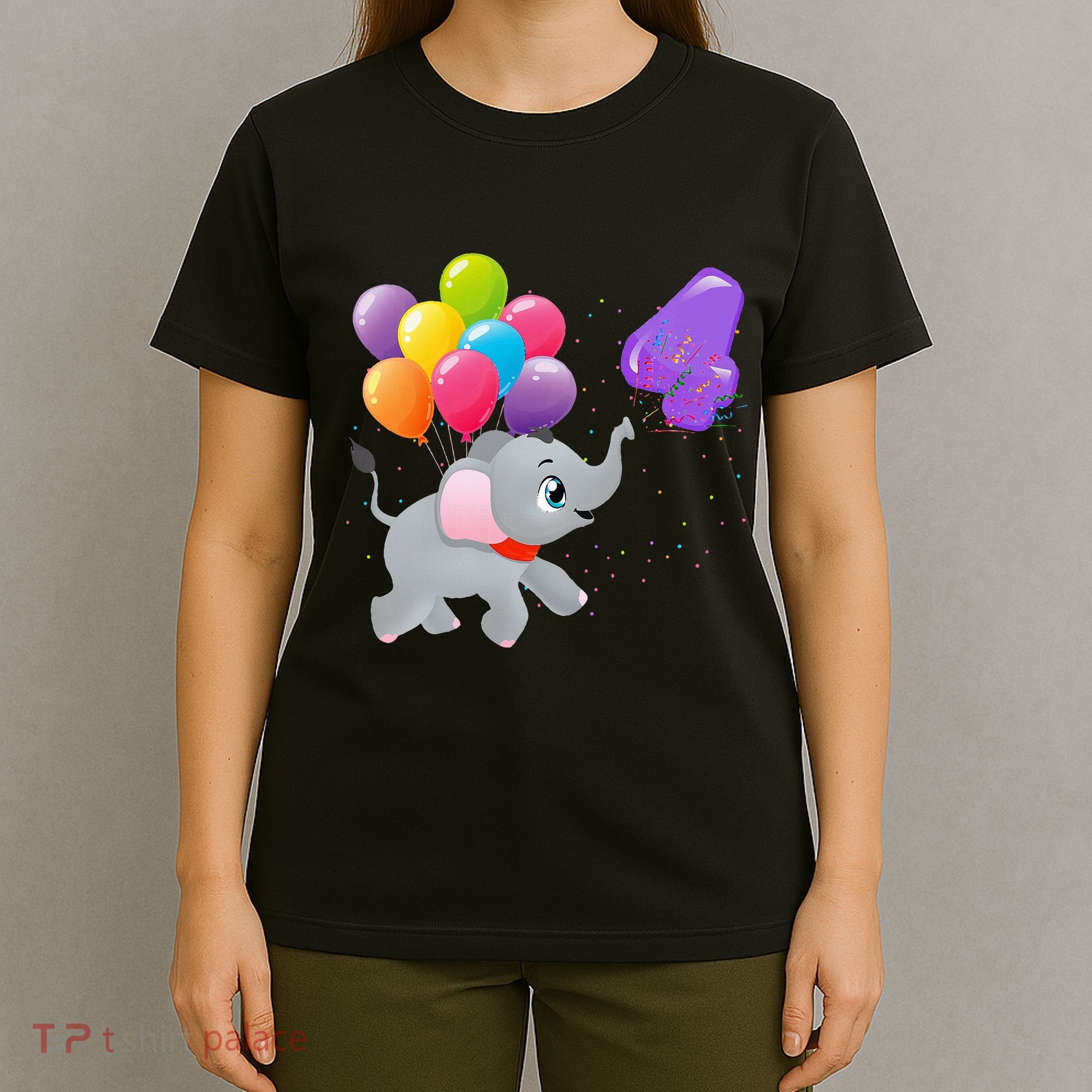 Elephant 4 Years Old Zoo Animals 4th Birthday T-Shirt