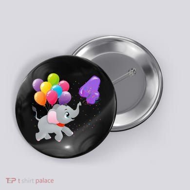 Elephant 4 Years Old Zoo Animals 4th Birthday Button