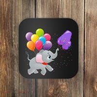 Elephant 4 Years Old Zoo Animals 4th Birthday Coaster thumb 0