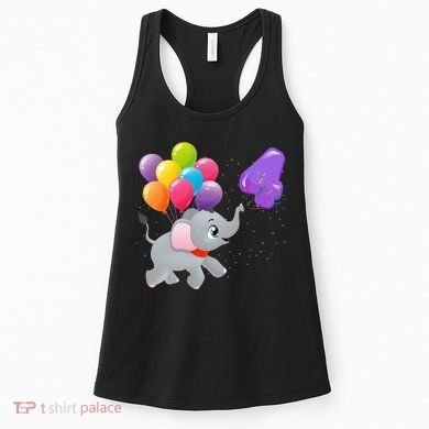Elephant 4 Years Old Zoo Animals 4th Birthday Women's Tank Top