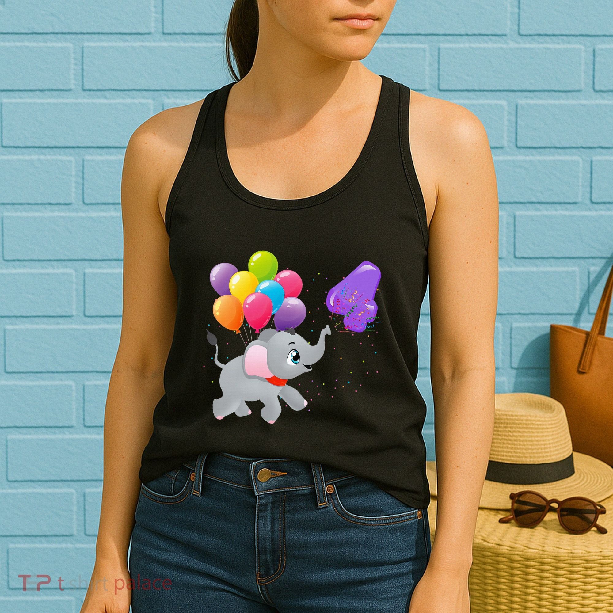 Elephant 4 Years Old Zoo Animals 4th Birthday Women's Tank Top