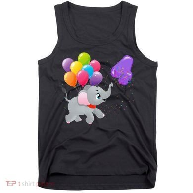 Elephant 4 Years Old Zoo Animals 4th Birthday Tank Top