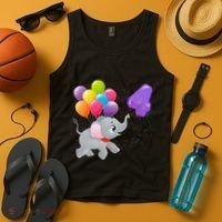 Elephant 4 Years Old Zoo Animals 4th Birthday Tank Top thumb 4