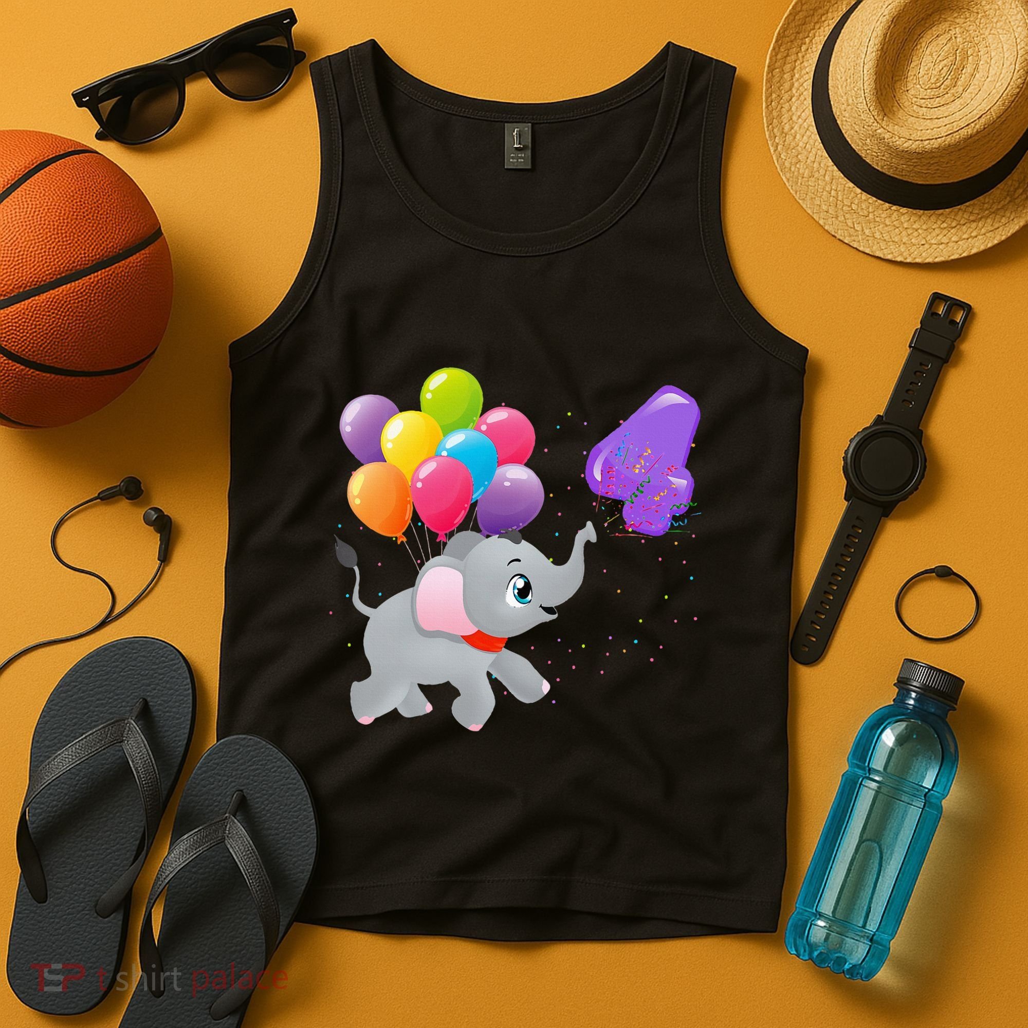 Elephant 4 Years Old Zoo Animals 4th Birthday Tank Top