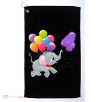 Elephant 4 Years Old Zoo Animals 4th Birthday Golf Towel thumb 0