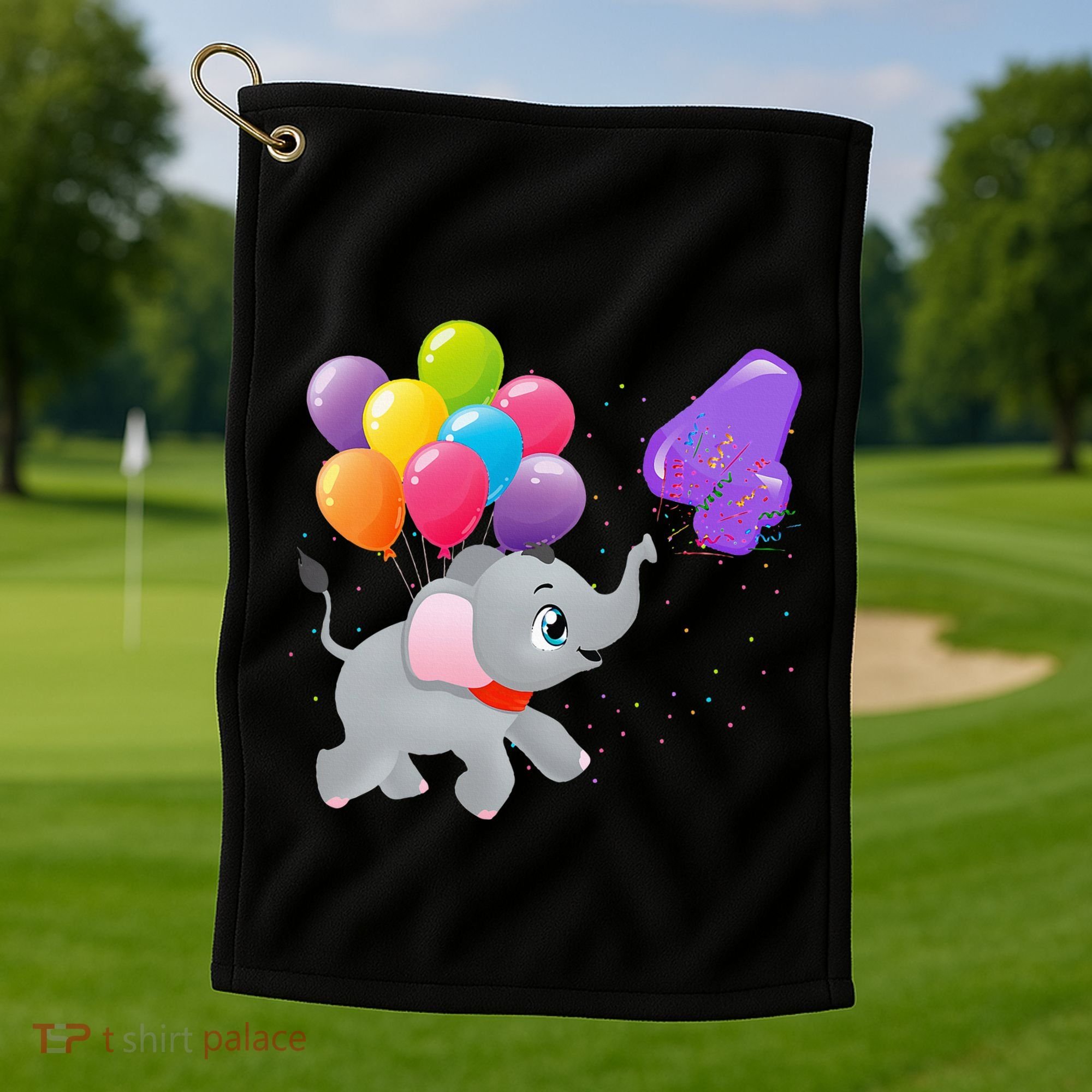 Elephant 4 Years Old Zoo Animals 4th Birthday Golf Towel