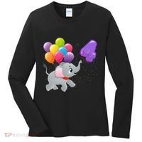 Elephant 4 Years Old Zoo Animals 4th Birthday Women's Long Sleeve Shirt thumb 0