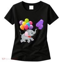 Elephant 4 Years Old Zoo Animals 4th Birthday Women's T-Shirt thumb 0