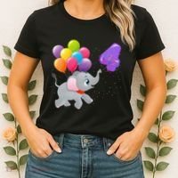 Elephant 4 Years Old Zoo Animals 4th Birthday Women's T-Shirt thumb 2