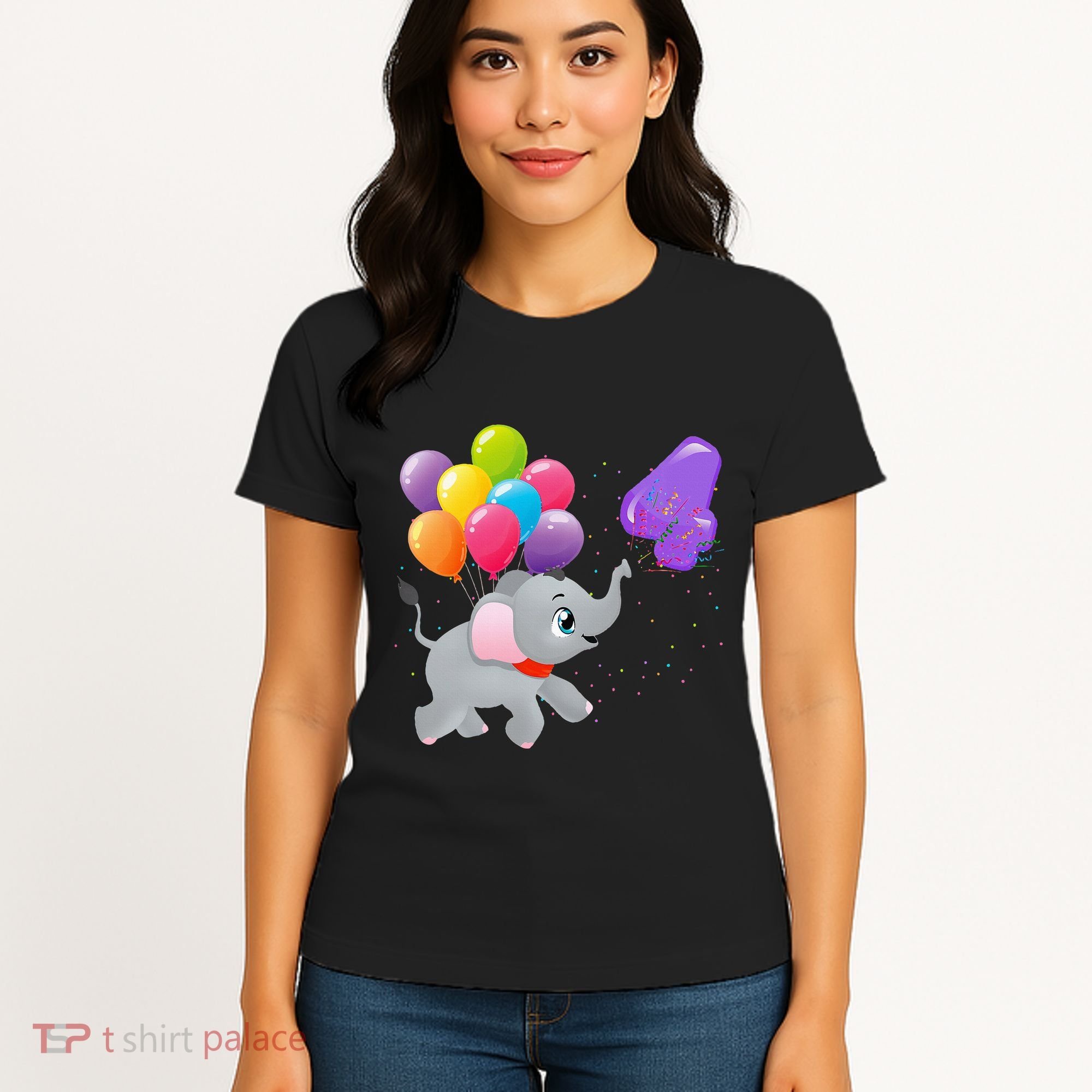 Elephant 4 Years Old Zoo Animals 4th Birthday Women's T-Shirt