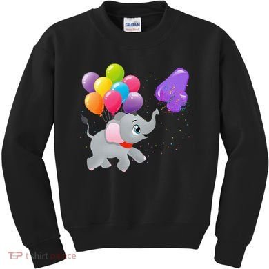 Elephant 4 Years Old Zoo Animals 4th Birthday Kids Sweatshirt