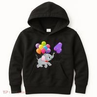 Elephant 4 Years Old Zoo Animals 4th Birthday Kids Hoodie thumb 0