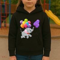 Elephant 4 Years Old Zoo Animals 4th Birthday Kids Hoodie thumb 3