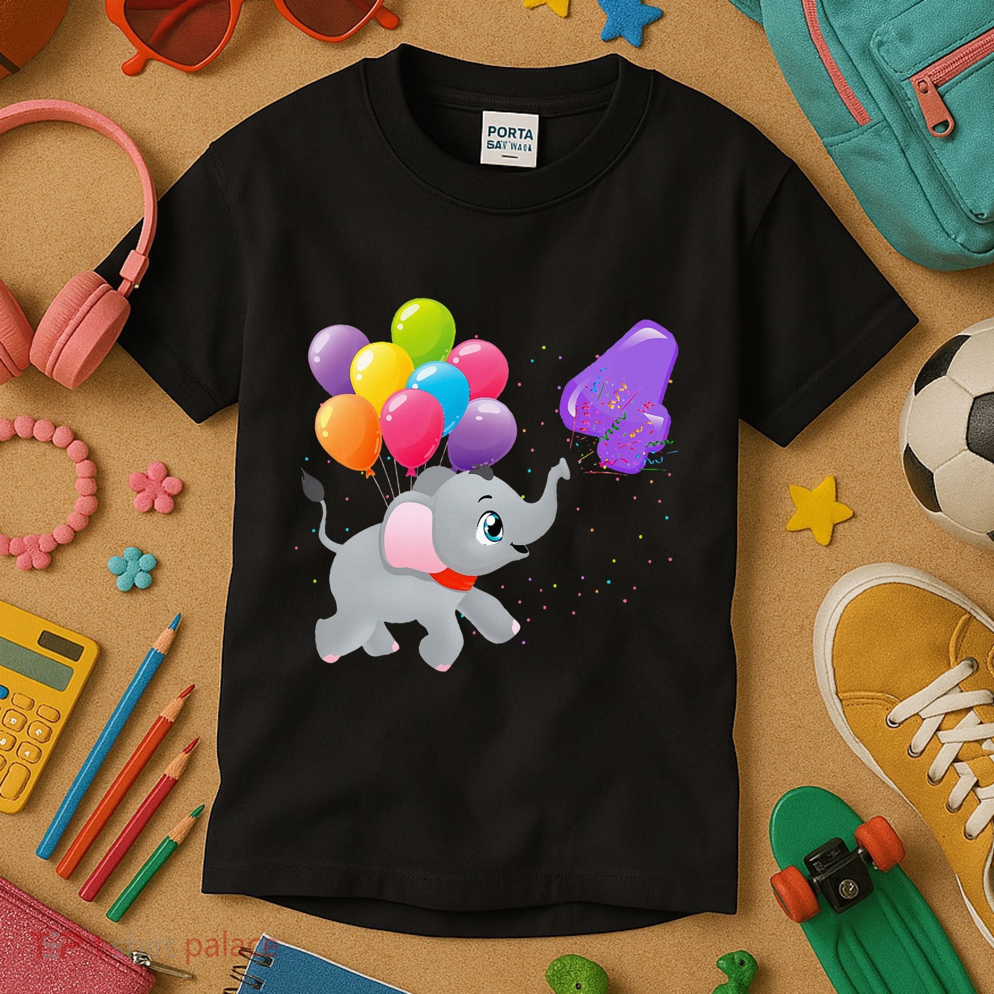 Elephant 4 Years Old Zoo Animals 4th Birthday Kids T-Shirt
