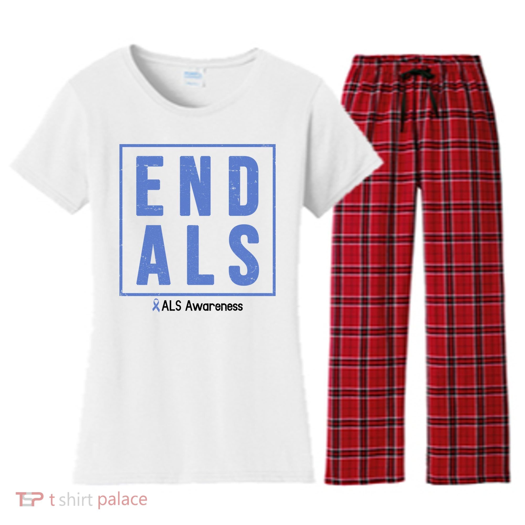 End Als Awareness Ribbon Women's Flannel Pajama Set