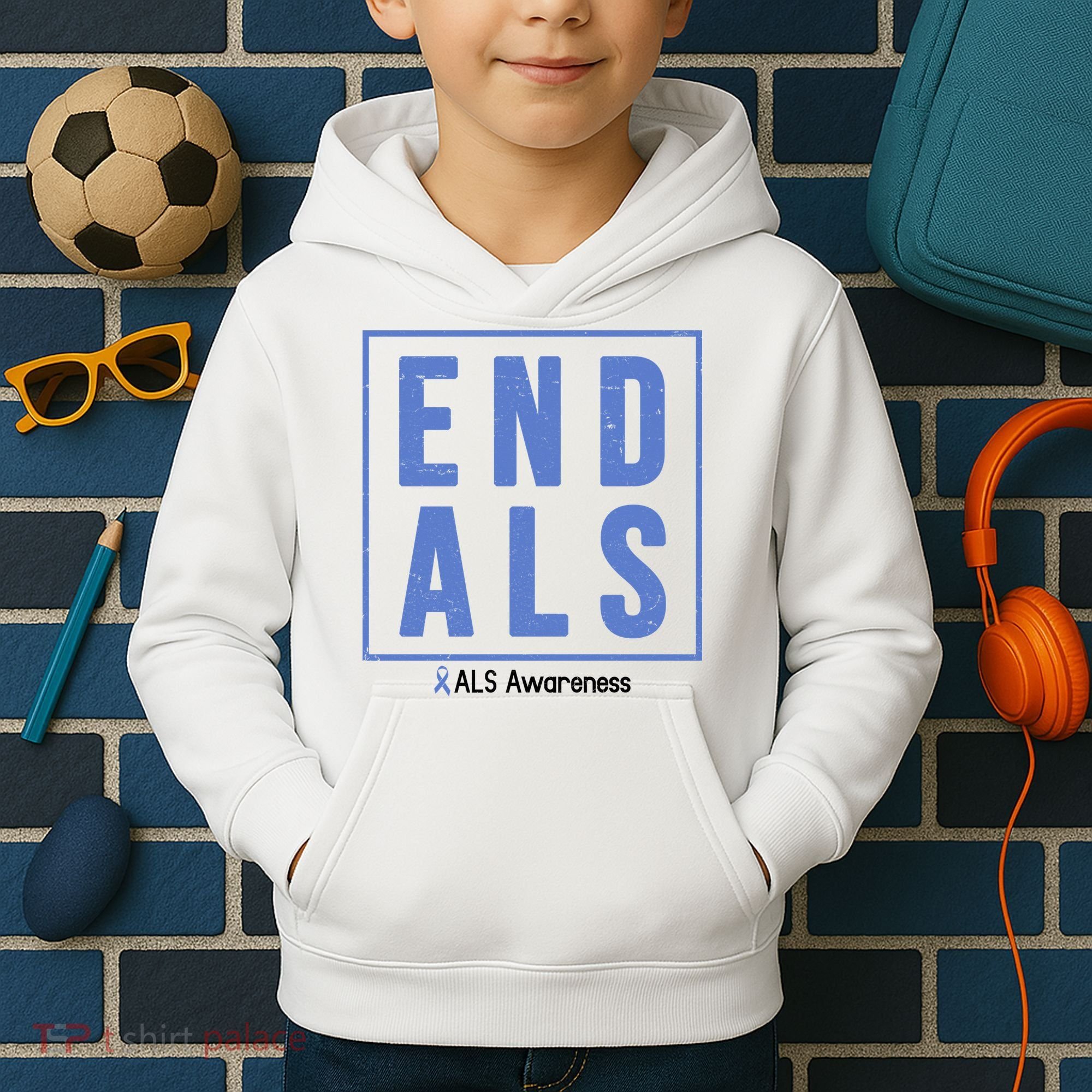 End Als Awareness Ribbon Kids Hoodie
