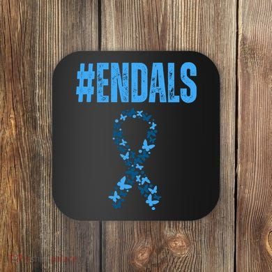 End Als Awareness Support Butterfly Ribbon Coaster