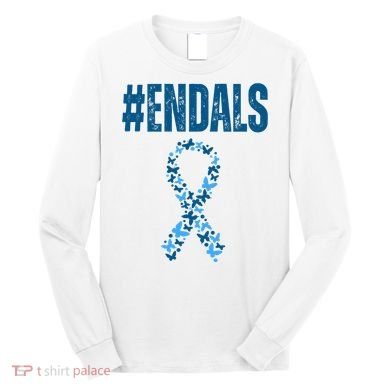 End Als Awareness Support Butterfly Ribbon Long Sleeve Shirt