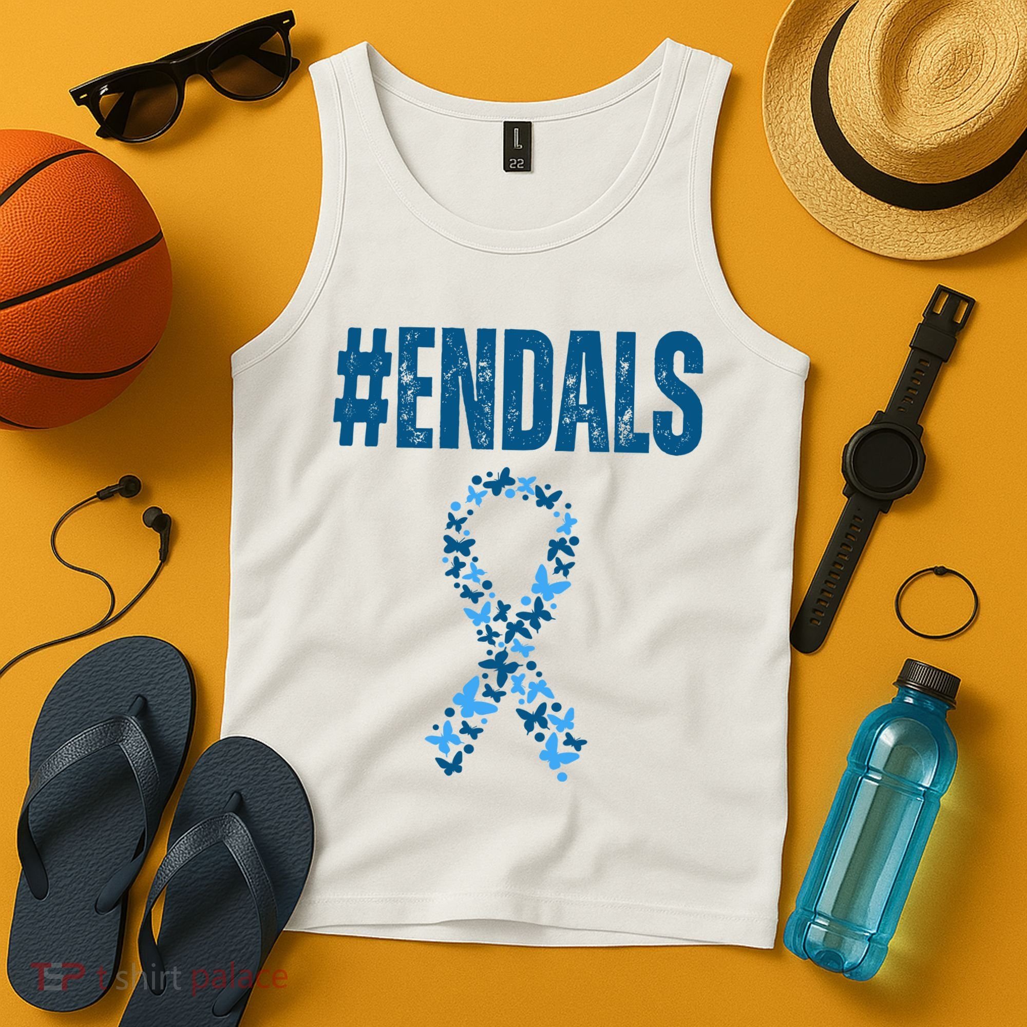End Als Awareness Support Butterfly Ribbon Tank Top