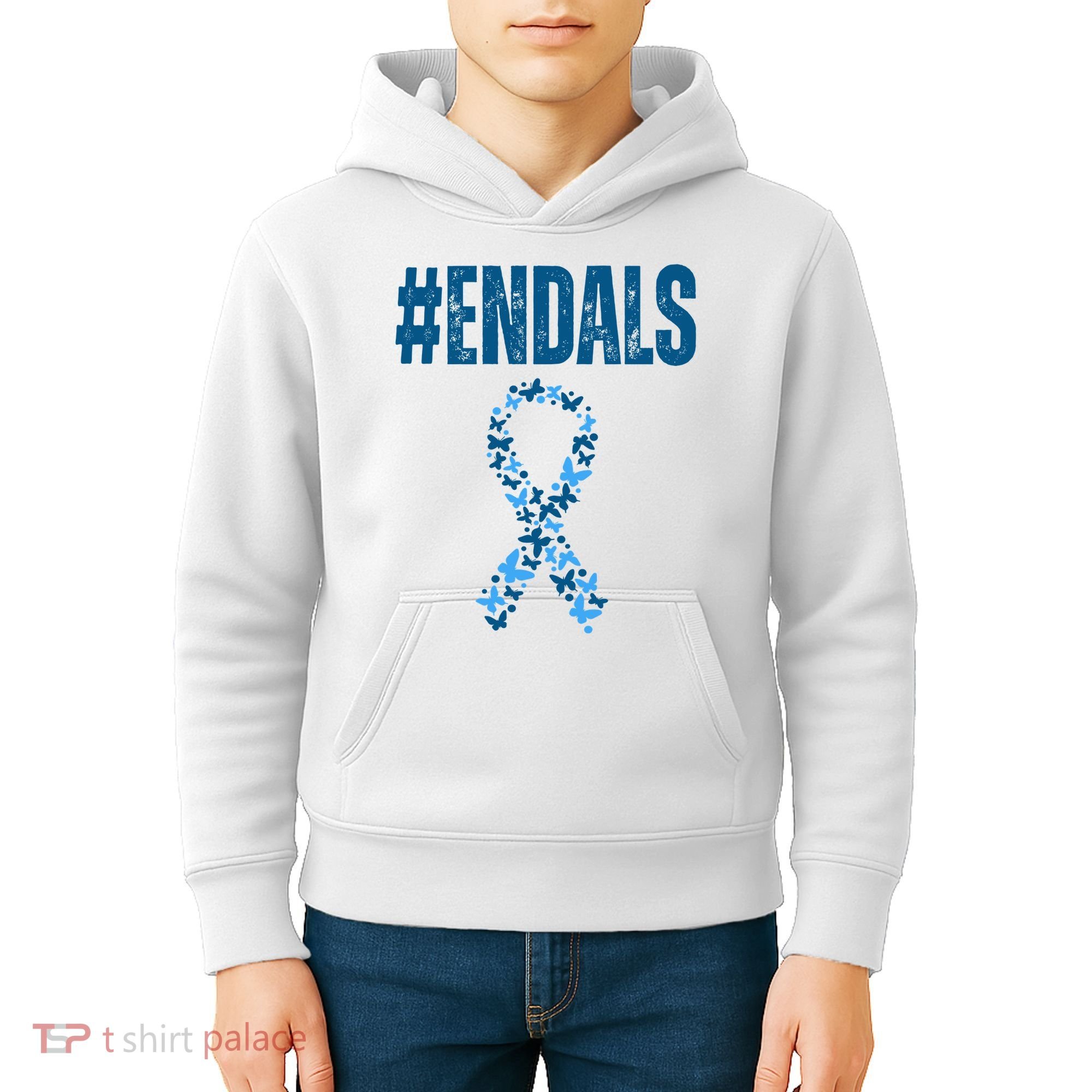 End Als Awareness Support Butterfly Ribbon Kids Hoodie