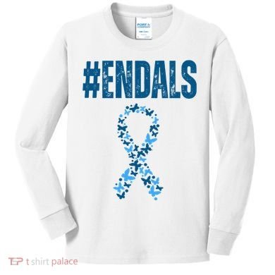 End Als Awareness Support Butterfly Ribbon Kids Long Sleeve Shirt