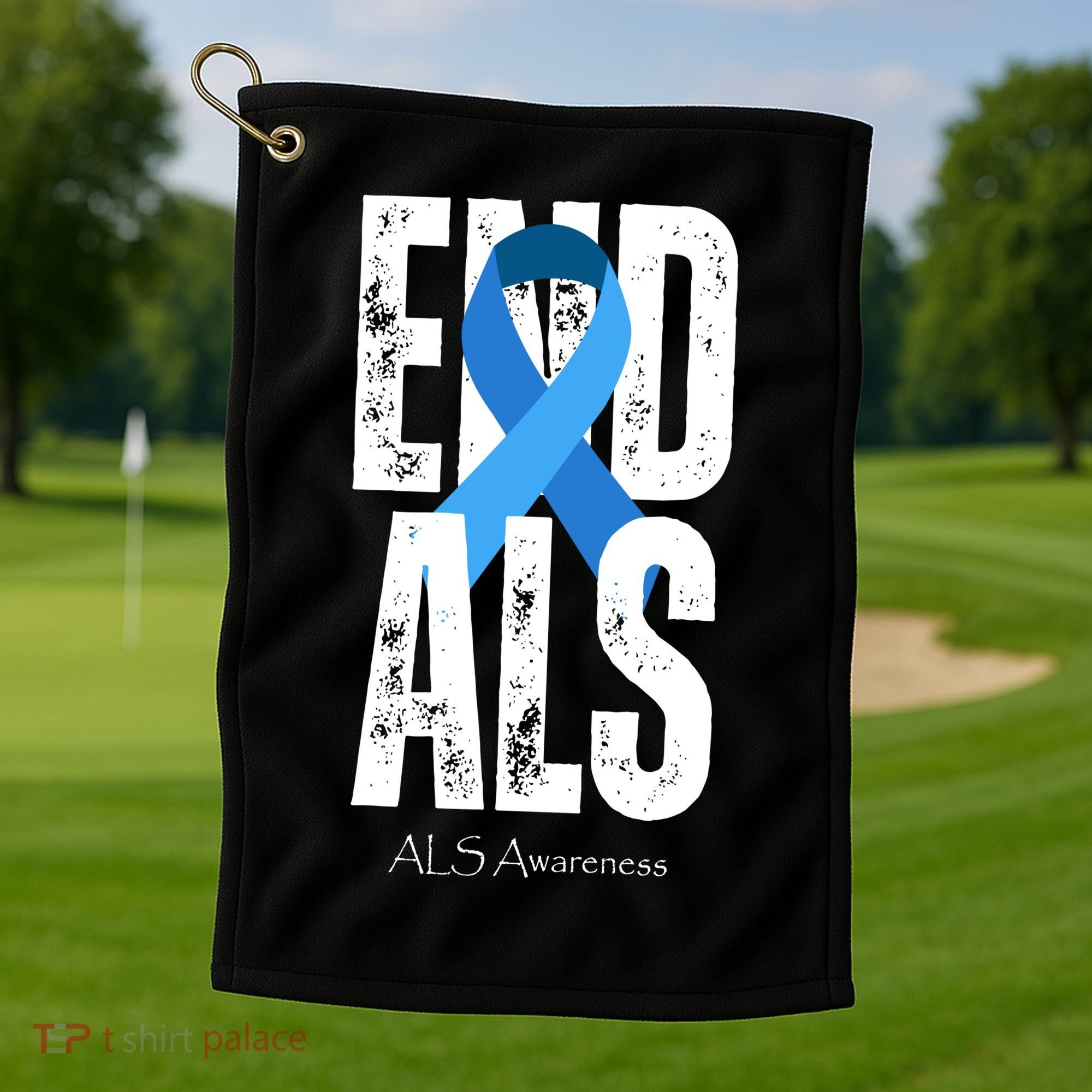 End Als Awareness Month Ribbon Golf Towel