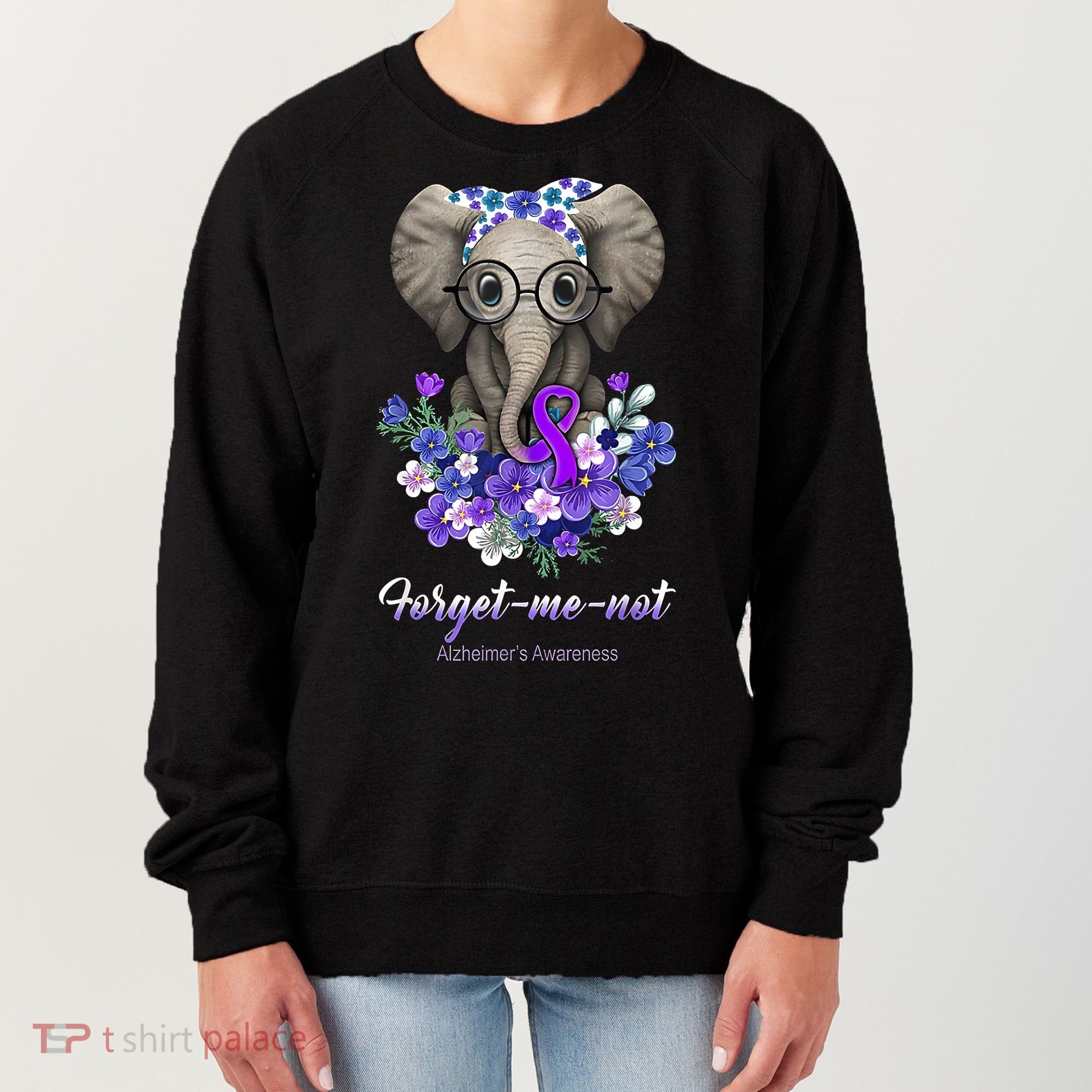 Elephant AlzheimerS Awareness Purple Ribbon Women's Sweatshirt