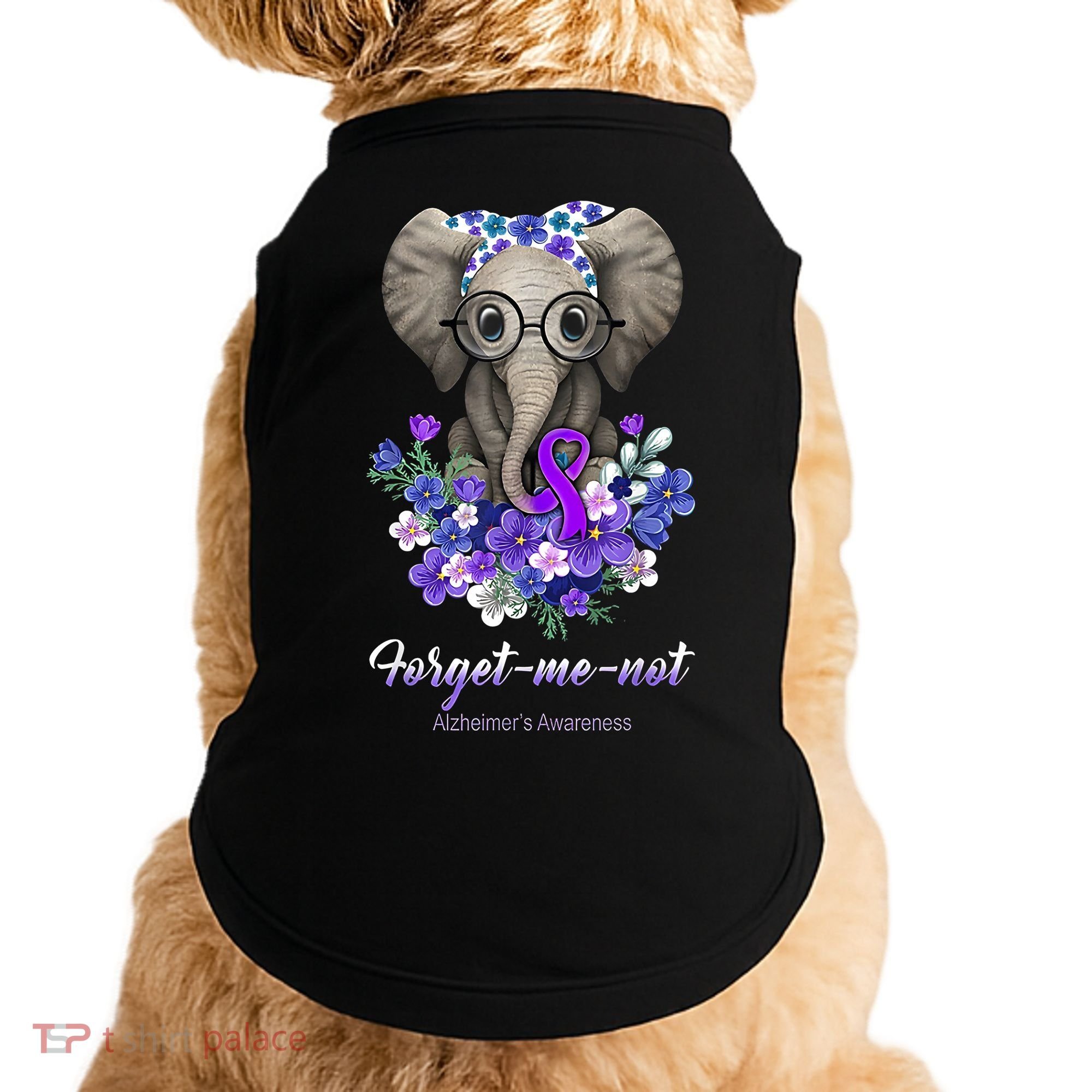 Elephant AlzheimerS Awareness Purple Ribbon Doggie Tank