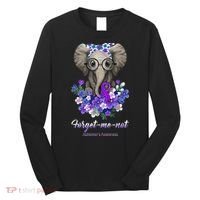 Elephant AlzheimerS Awareness Purple Ribbon Long Sleeve Shirt thumb 0