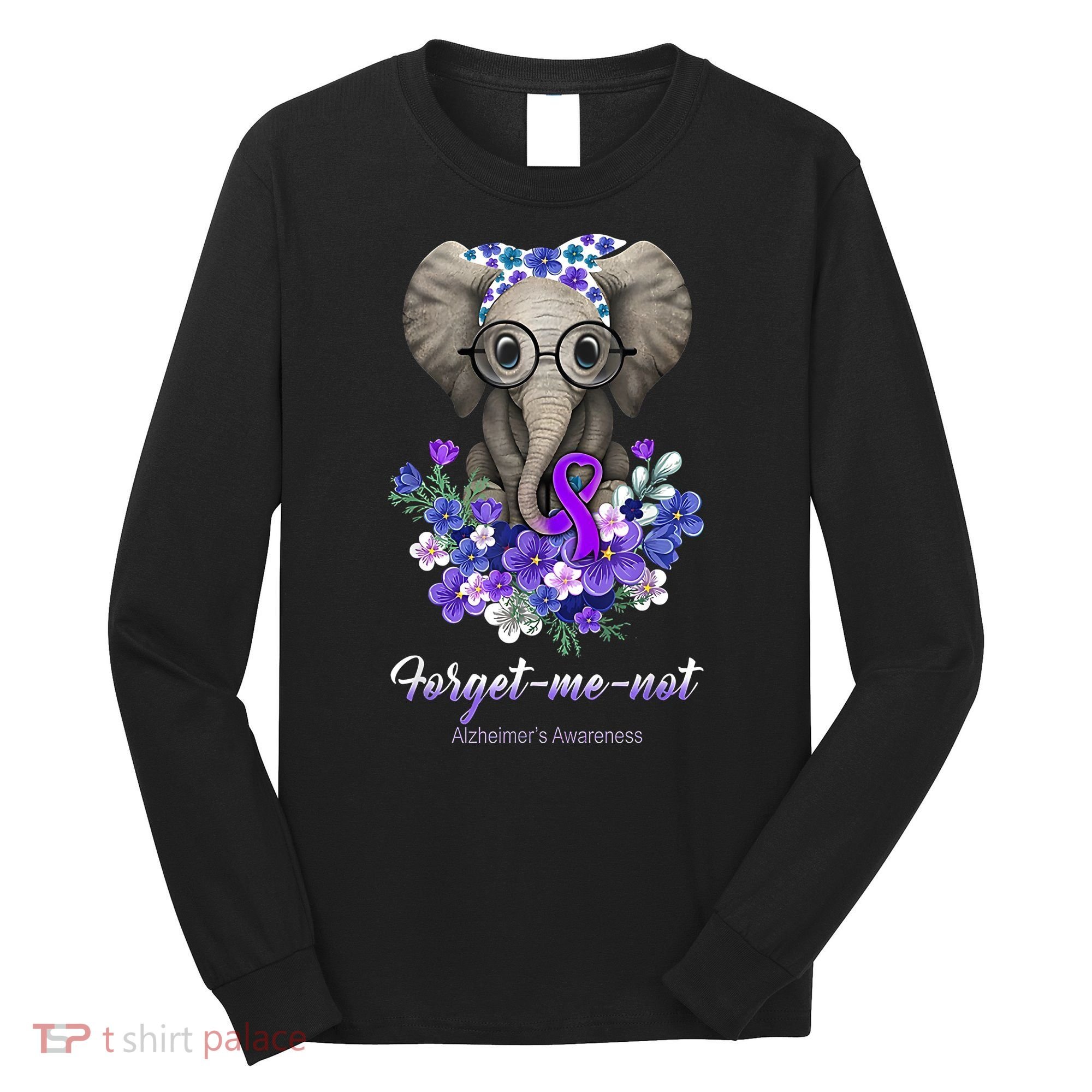 Elephant AlzheimerS Awareness Purple Ribbon Long Sleeve Shirt