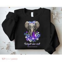 Elephant AlzheimerS Awareness Purple Ribbon Sweatshirt thumb 2