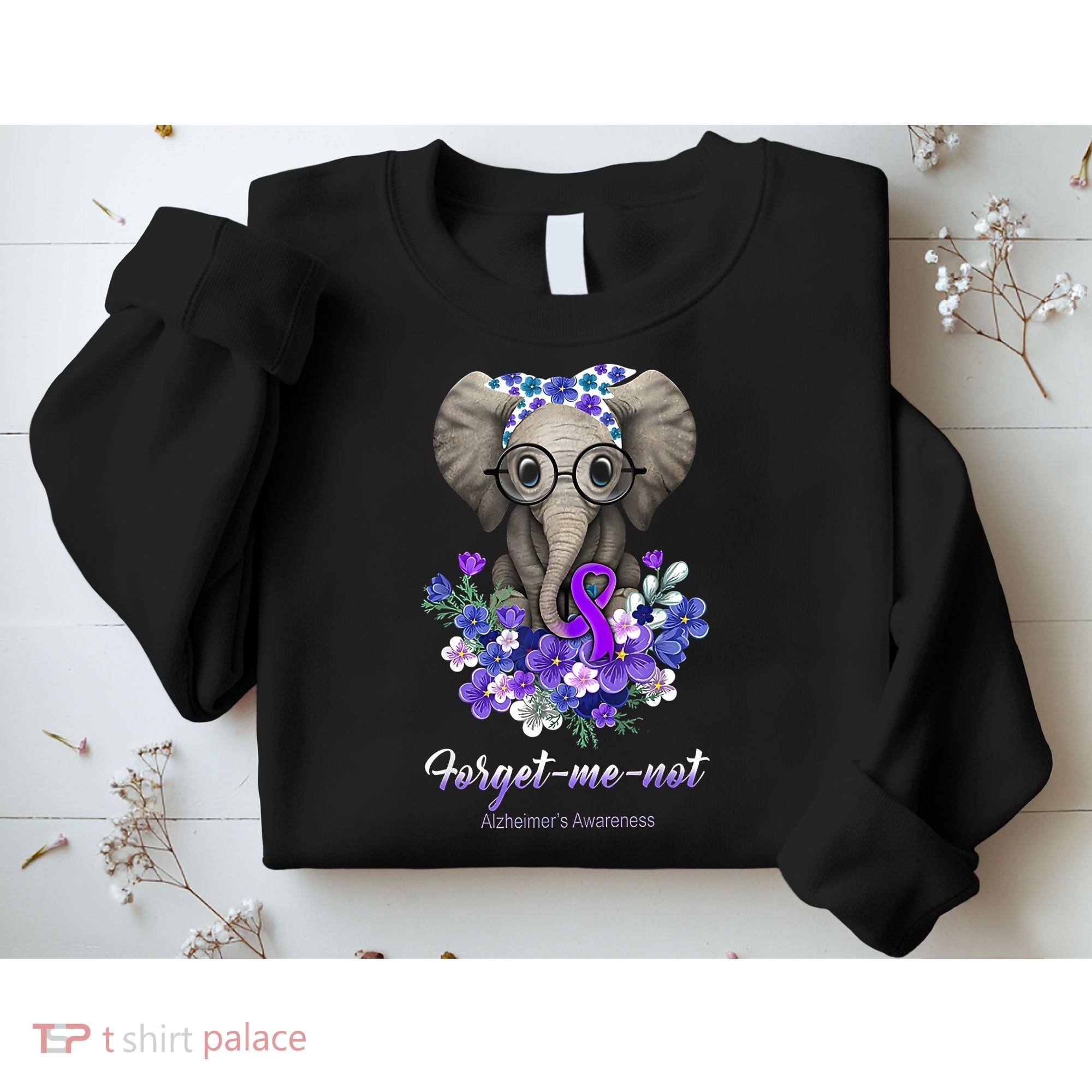 Elephant AlzheimerS Awareness Purple Ribbon Sweatshirt