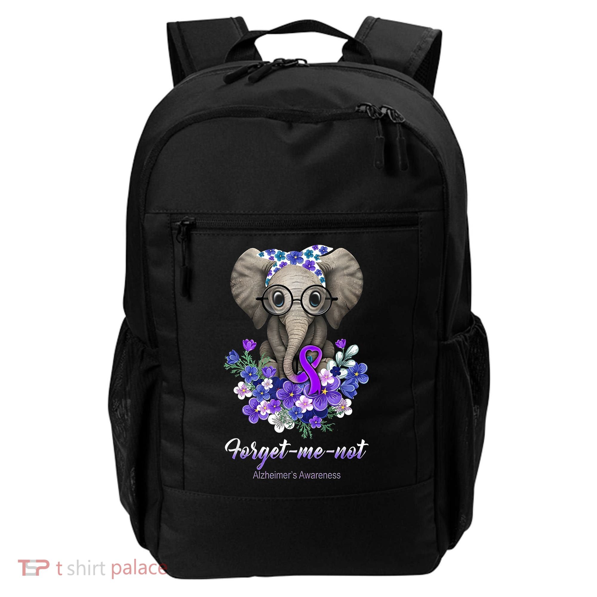 Elephant AlzheimerS Awareness Purple Ribbon Backpack